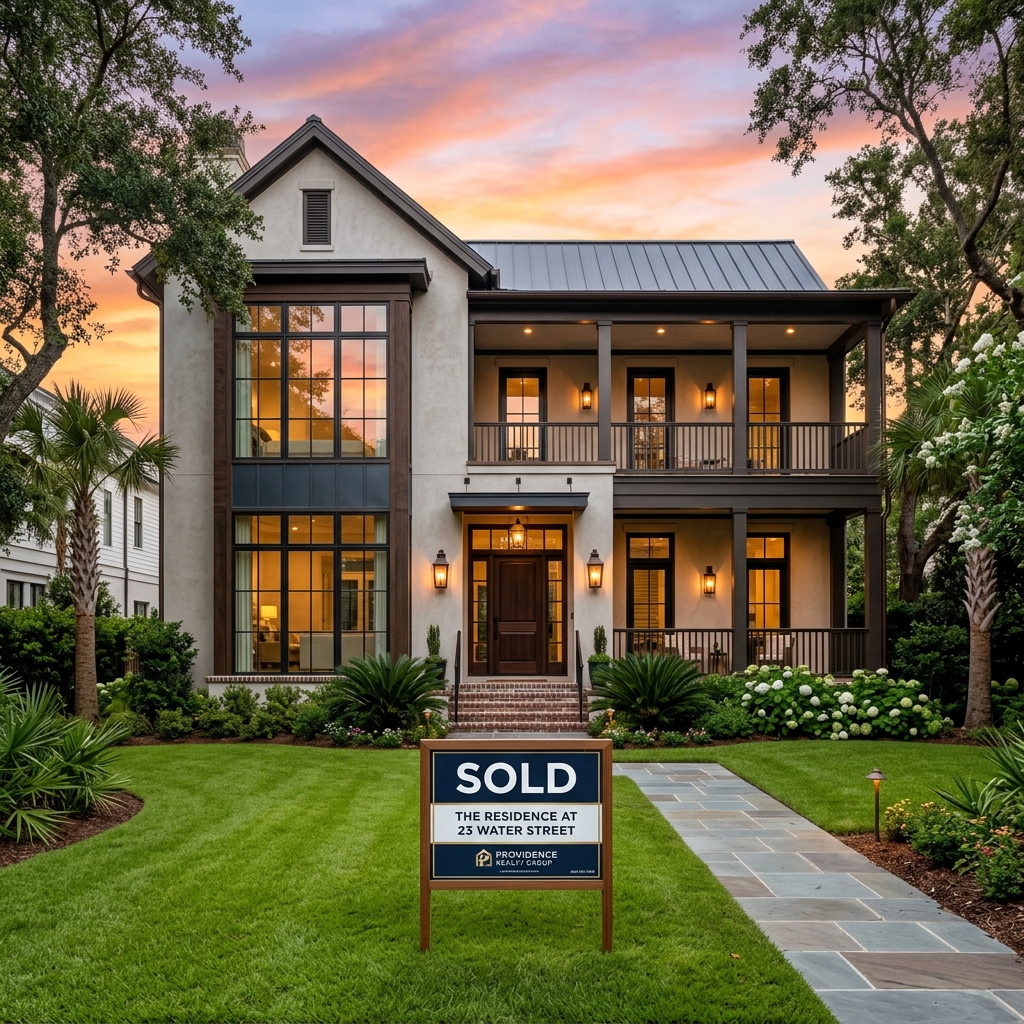Luxury home with sold sign